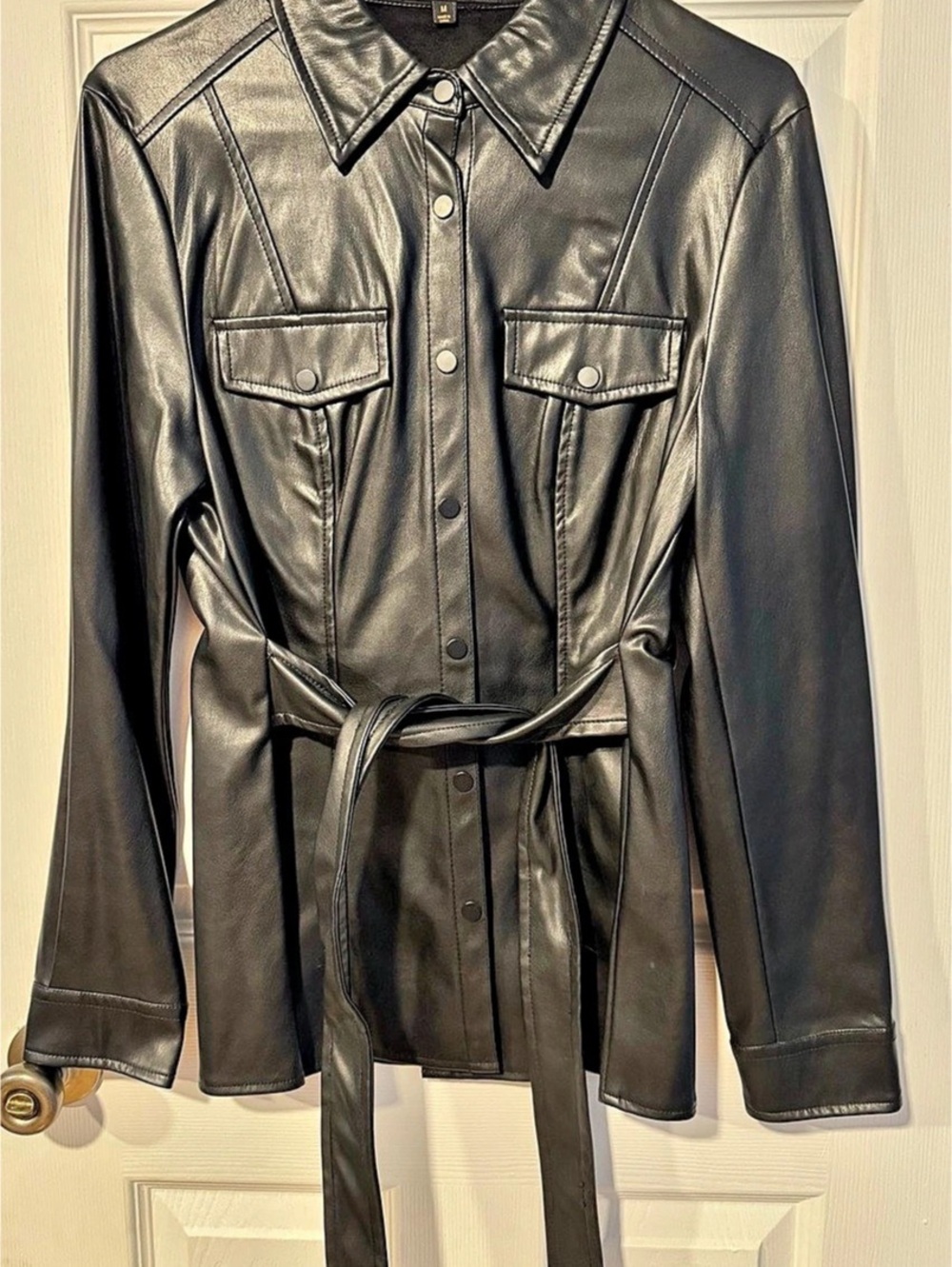 TRUTH by Republic Faux Leather Shirt Jacket Black Size Medium Like New